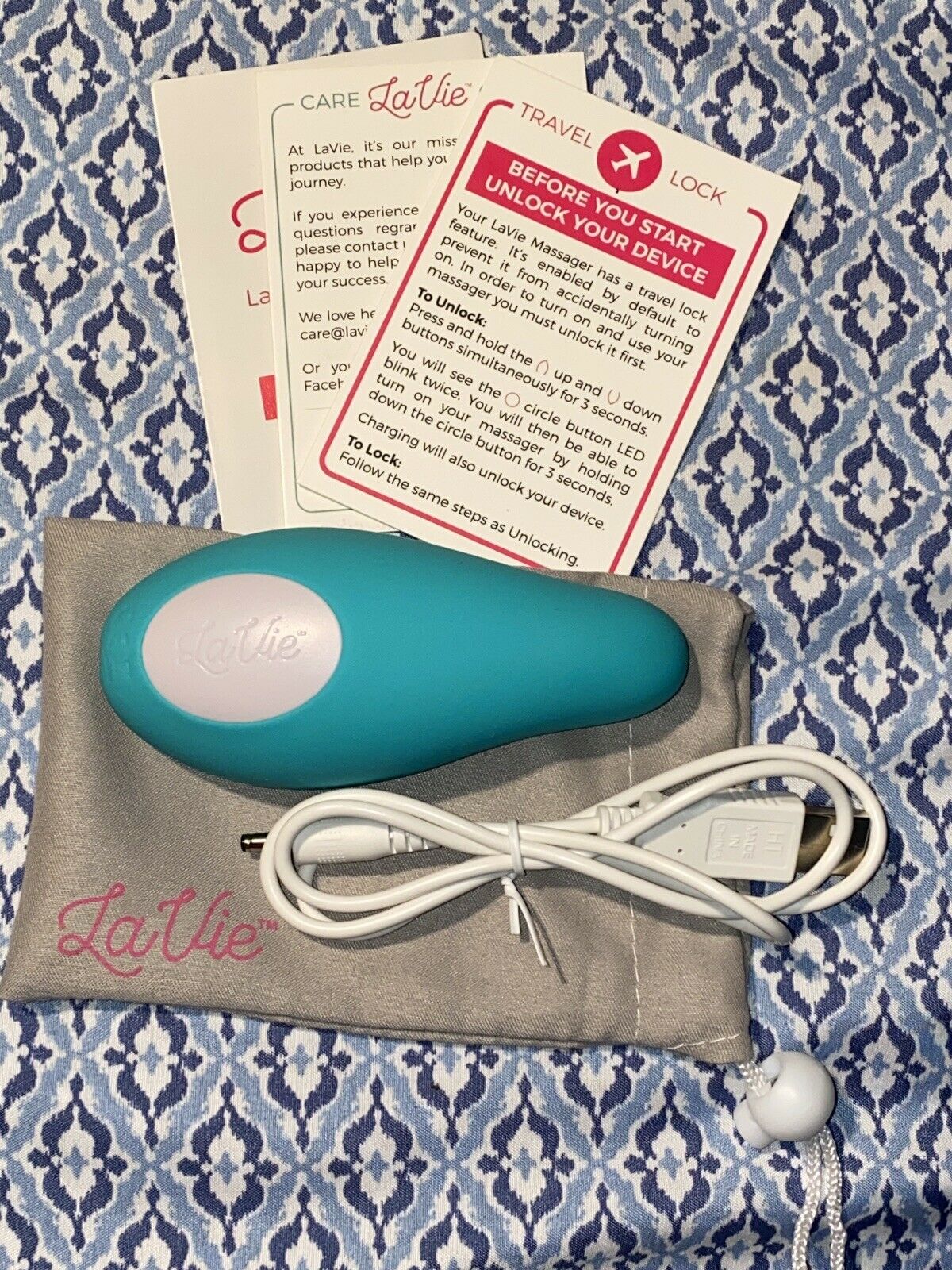 LaVie Lactation Massage Breastfeeding Vibrator with Cord Teal Clogged Duct Help