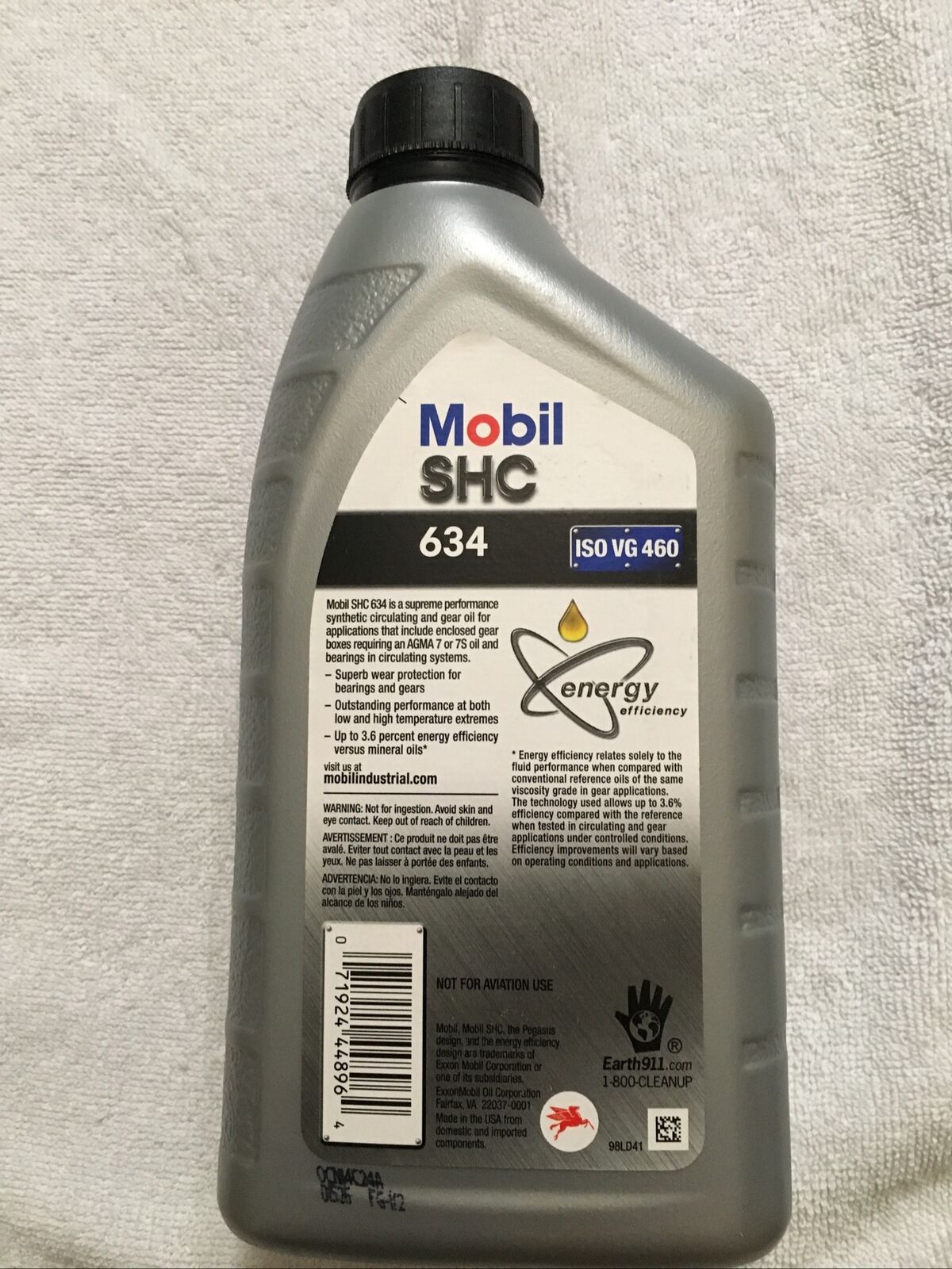 1 QT Mobil SHC 634 Synthetic Circulating Gear Oil ISO 460 8qt’s Available!