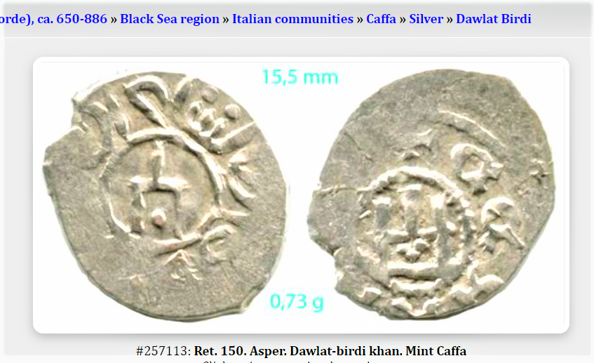 Black Sea, Italian Genoese Colony, Caffa City, AR Asper, 1421 AD, Zeno-257113
